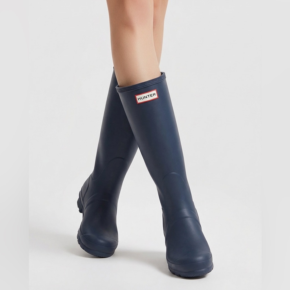 Hunter Original Back Adjustable Short Navy Blue Rain Boots Womens Size 10